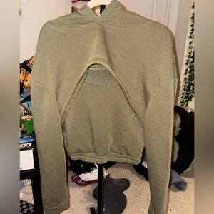Olive Green Crop Hoodie w/ Tank